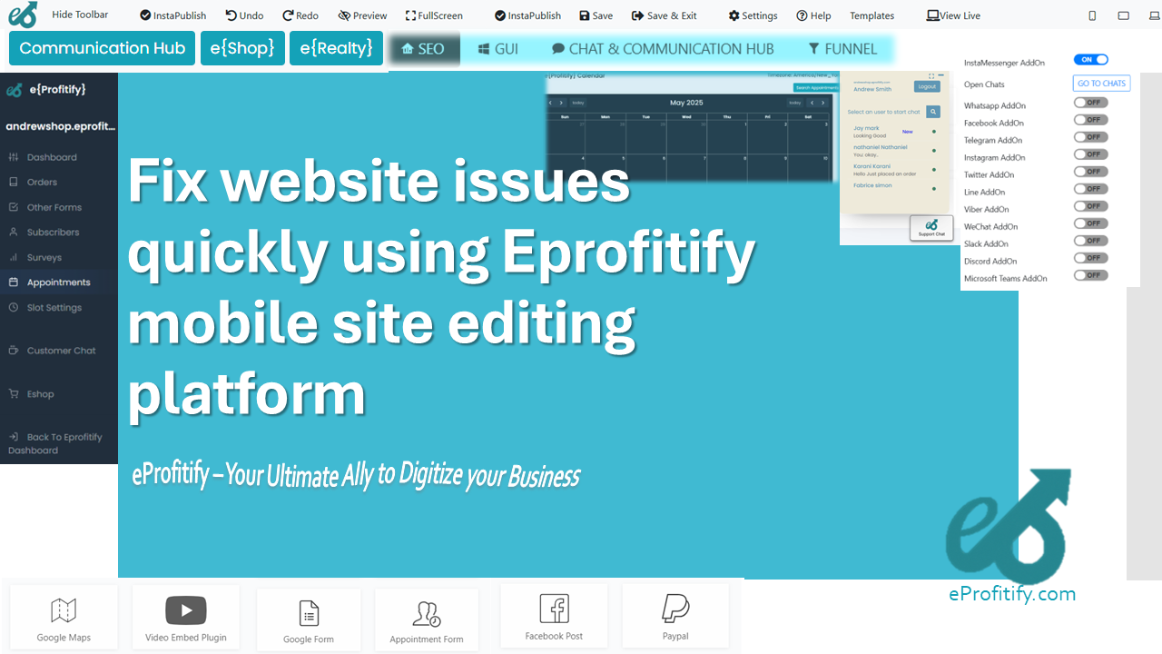 Fix website issues quickly using Eprofitify mobile site editing platform
